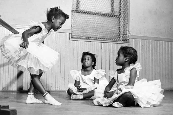 Three child ballerinas circa 1955